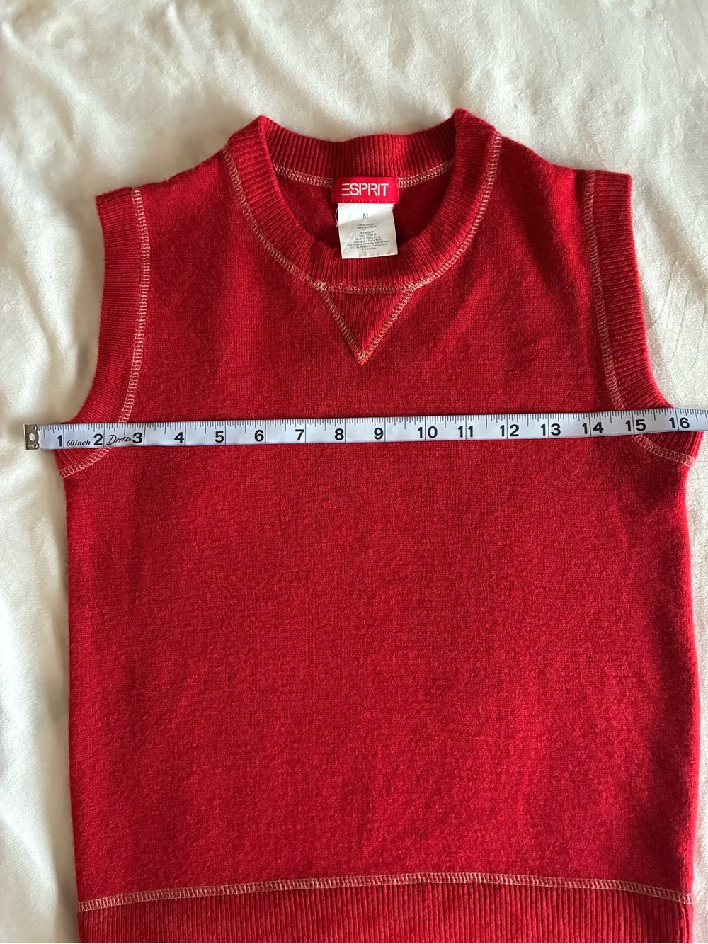 Esprit Red Contrast Stitch Knit Sweater Vest M - Picture 4 of 5